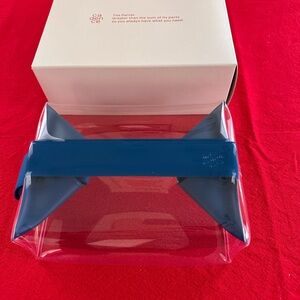 Cadence Medium Parcel Clear Cosmetic Bag with Cove Blue Trim, NWT